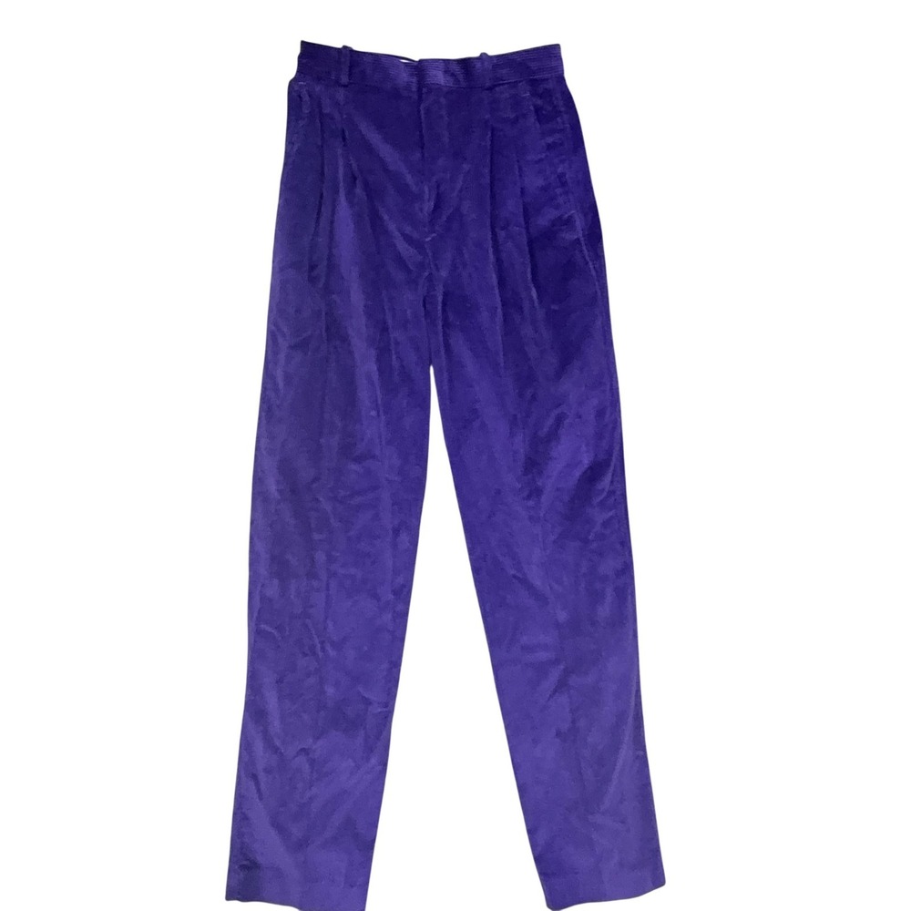 Nordstrom Pants Womens 8 Purple Corduroy Pleated Relaxed Tapered Pockets Cotton